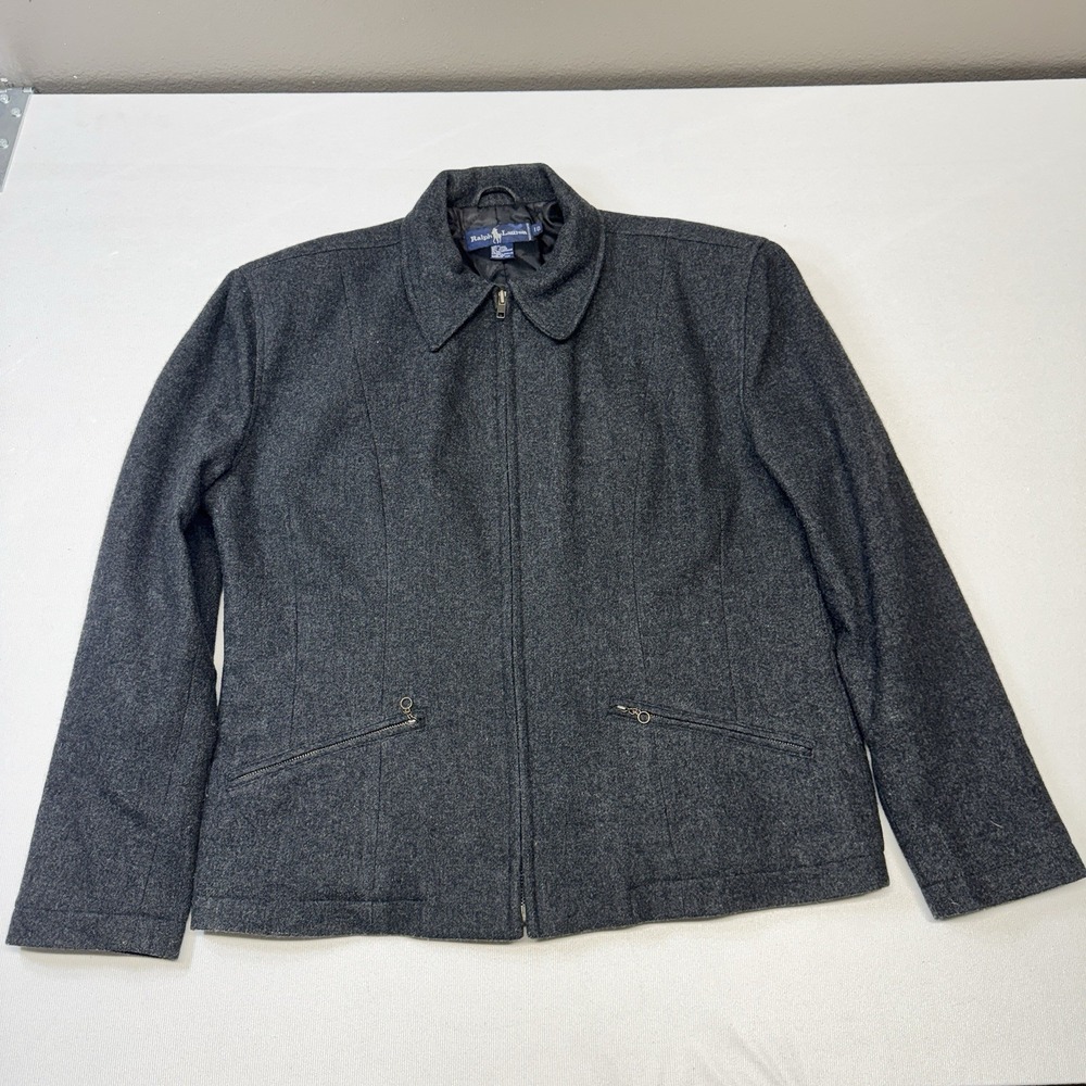 Polo Ralph Lauren Vintage Women's‎ Wool Blend Jacket Size 10 Gray Lined